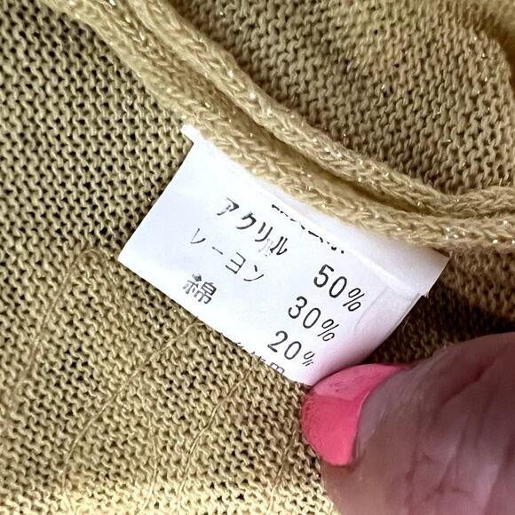 Vintage 90s Sunflower Embellished Yellow Shimmer Baby Tee Short Sleeve sz M / L - Picture 3 of 11